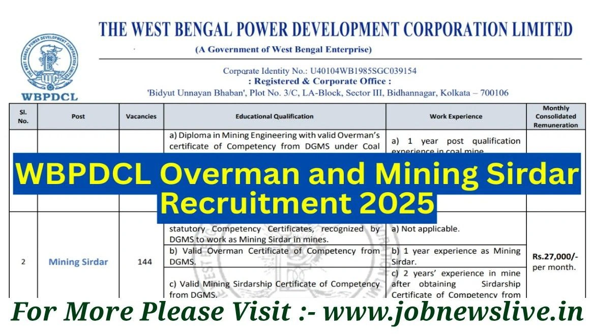 WBPDCL Recruitment 2025